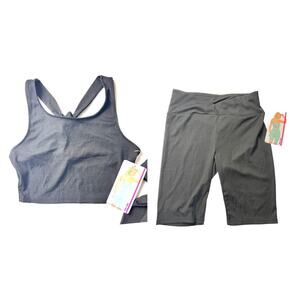 ShoSho Women's Biker Black Shorts and Criss Cross Back Top  Athletic Sporty Set